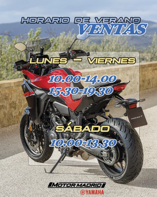Desde hoy estamos abiertos con horario de verano

Desde lunes a viernes de 10.00 a 14.00 y, después de una pausa para la comida, de 15.30 a 19.30
Los sábados de 10.00 a 10.30🏍

¡¡Os esperamos!!